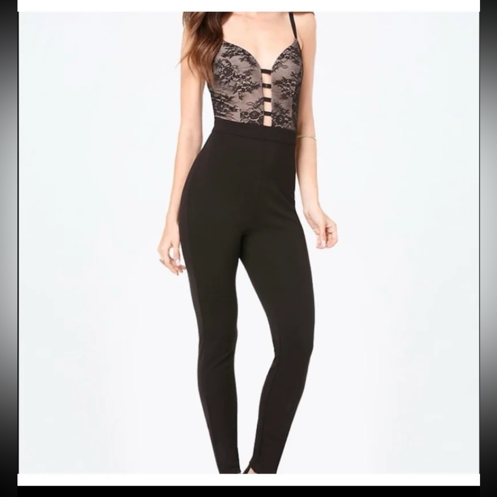 Bebe Black Lace Jumpsuit Y2K